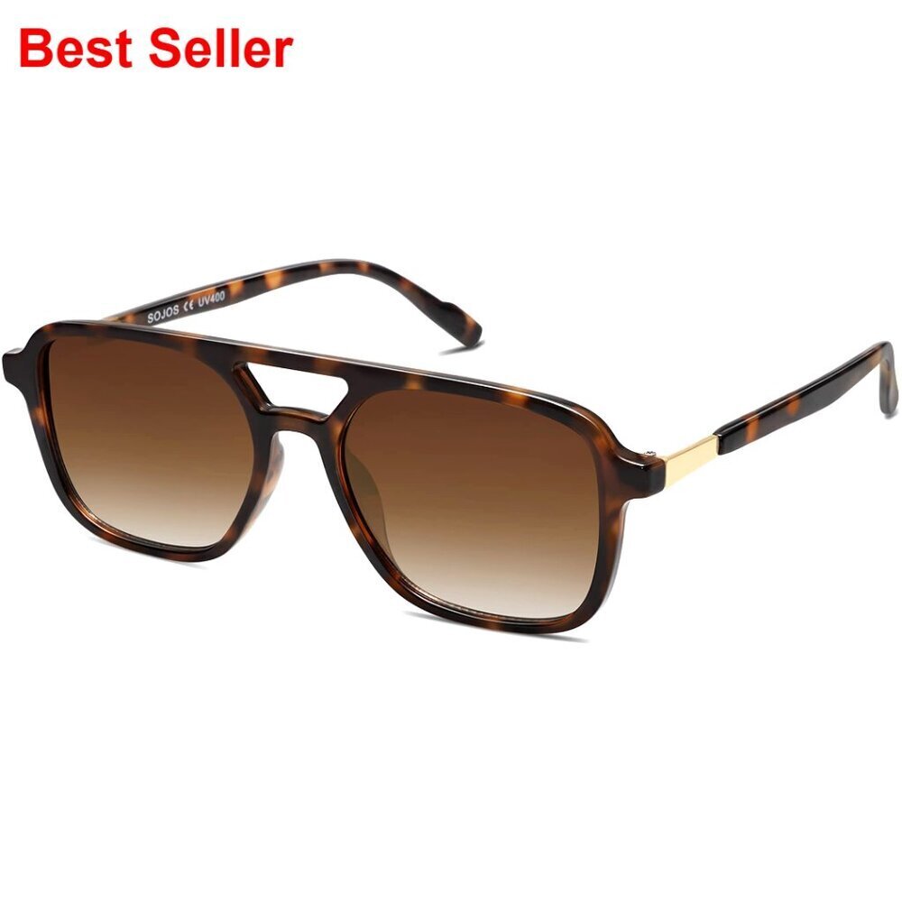 Retro Aviator Sunglasses with UV400 Protection, Recycled Materials
